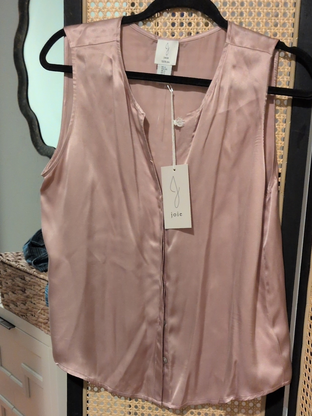 NWT Joie Satin Sleeveless Chemise in Dusty Rose